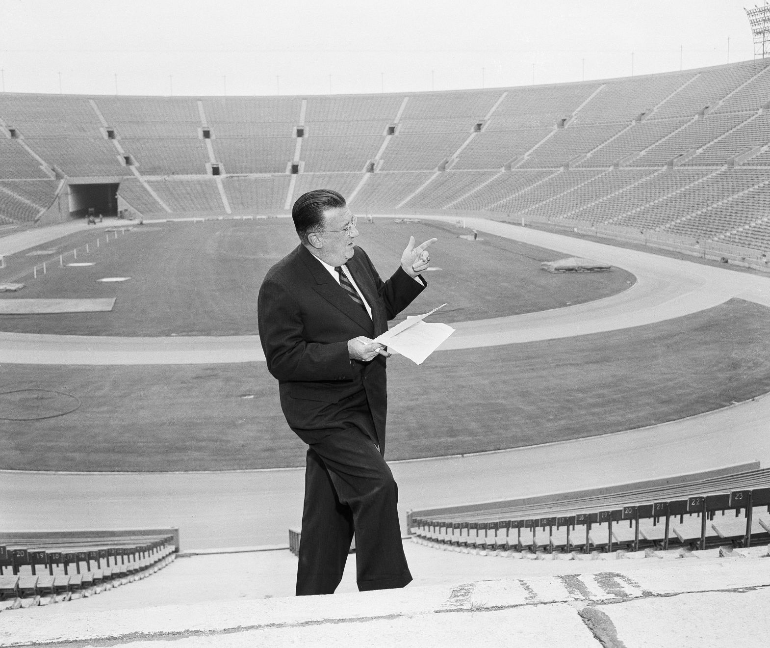 Walter O'Malley surveys Coliseum